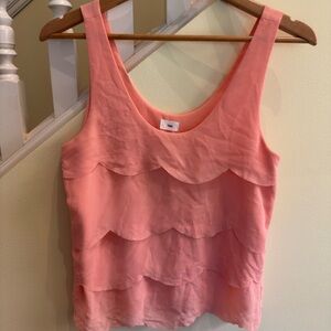 Tobi Peach Scalloped Layered Tank Top lined Sz S EUC